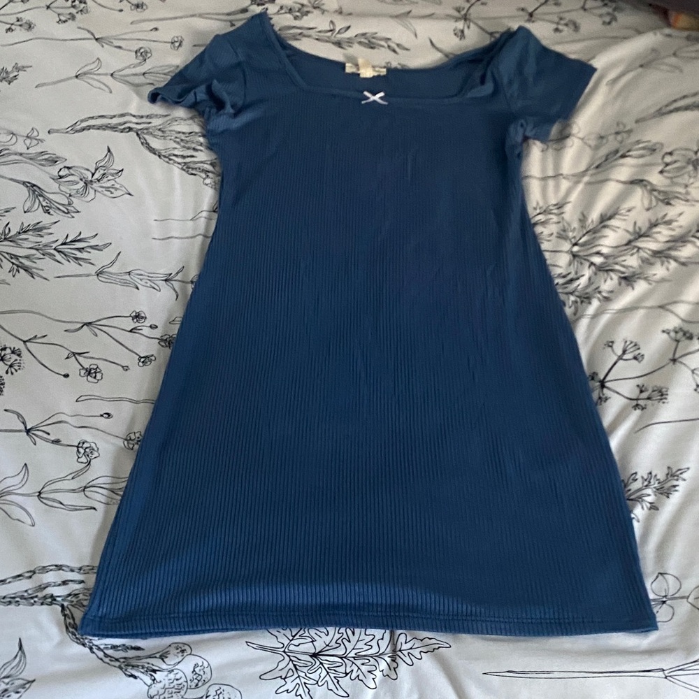 See You Monday Navy Ribbed Dress